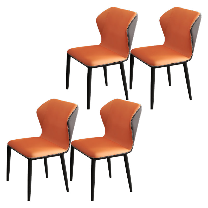 Contemporary Restaurant Wingback Side Chair Leather Dining Chairs with Black Legs Orange 4 Piece Set Clearhalo ' kitchen&dining_furn' 'Dining Chairs' 'Dining Tables & Seating' 'dining_chair' 'furn' 'furn_dining_chair' 'Furniture' 'furniture_dining_chair' 'Kitchen & Dining Furniture' 'kitchen' 4330962