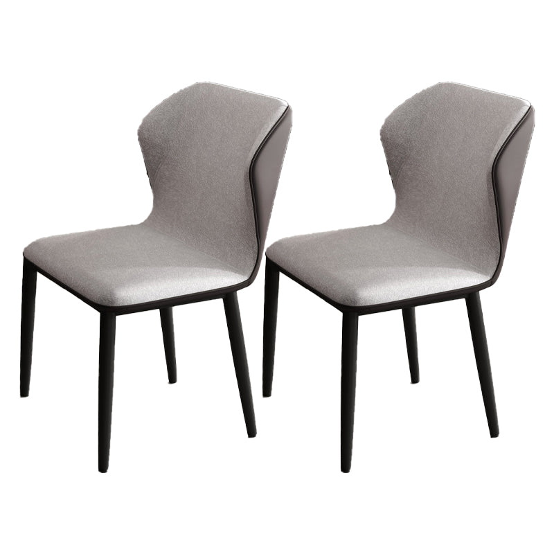 Contemporary Restaurant Wingback Side Chair Leather Dining Chairs with Black Legs Grey 2 Piece Set Clearhalo ' kitchen&dining_furn' 'Dining Chairs' 'Dining Tables & Seating' 'dining_chair' 'furn' 'furn_dining_chair' 'Furniture' 'furniture_dining_chair' 'Kitchen & Dining Furniture' 'kitchen' 4330963