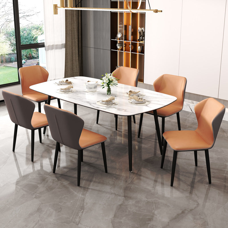 Contemporary Restaurant Wingback Side Chair Leather Dining Chairs with Black Legs Clearhalo ' kitchen&dining_furn' 'Dining Chairs' 'Dining Tables & Seating' 'dining_chair' 'furn' 'furn_dining_chair' 'Furniture' 'furniture_dining_chair' 'Kitchen & Dining Furniture' 'kitchen' 4330964