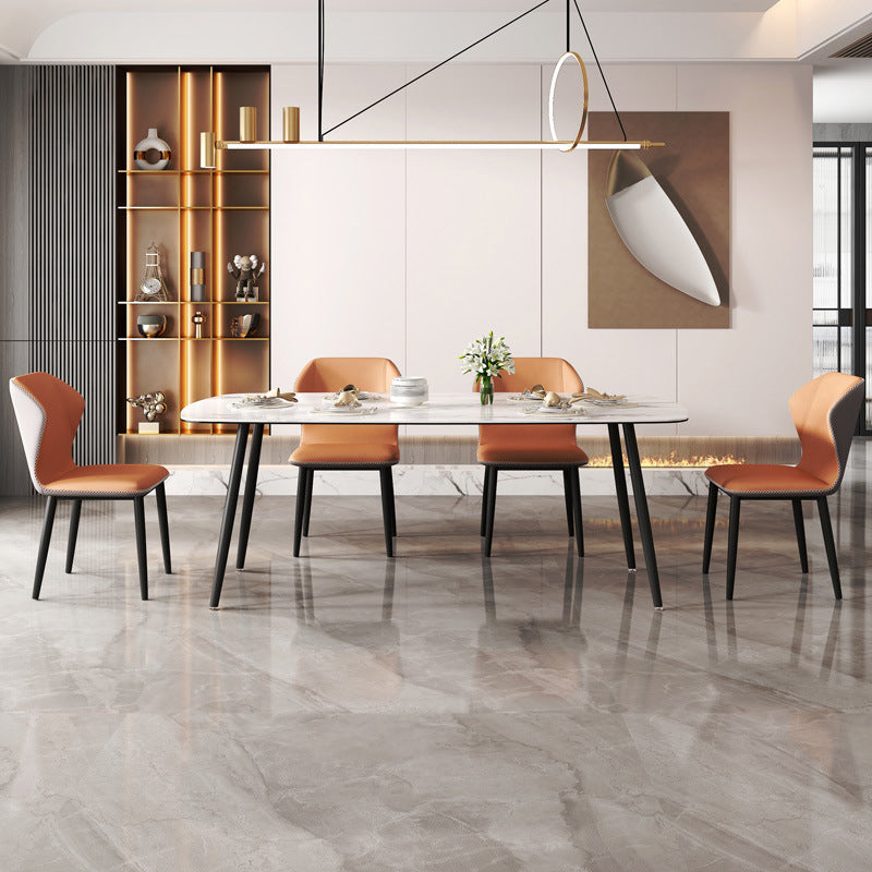 Contemporary Restaurant Wingback Side Chair Leather Dining Chairs with Black Legs Clearhalo ' kitchen&dining_furn' 'Dining Chairs' 'Dining Tables & Seating' 'dining_chair' 'furn' 'furn_dining_chair' 'Furniture' 'furniture_dining_chair' 'Kitchen & Dining Furniture' 'kitchen' 4330965