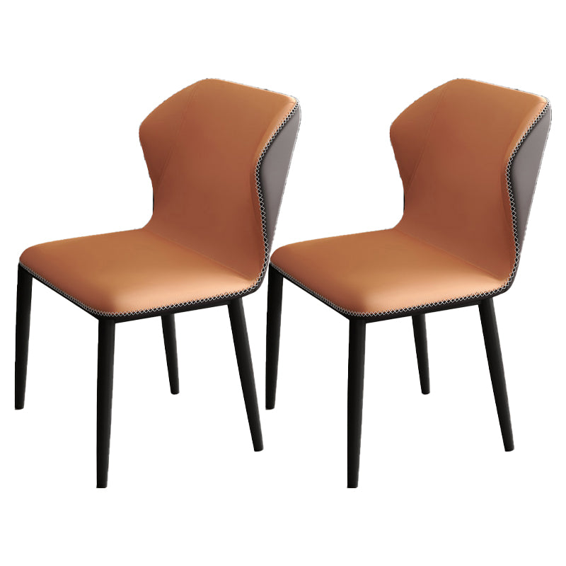 Contemporary Restaurant Wingback Side Chair Leather Dining Chairs with Black Legs Light Brown 2 Piece Set Clearhalo ' kitchen&dining_furn' 'Dining Chairs' 'Dining Tables & Seating' 'dining_chair' 'furn' 'furn_dining_chair' 'Furniture' 'furniture_dining_chair' 'Kitchen & Dining Furniture' 'kitchen' 4330968