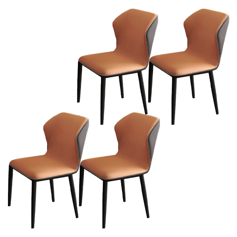 Contemporary Restaurant Wingback Side Chair Leather Dining Chairs with Black Legs Light Brown 4 Piece Set Clearhalo ' kitchen&dining_furn' 'Dining Chairs' 'Dining Tables & Seating' 'dining_chair' 'furn' 'furn_dining_chair' 'Furniture' 'furniture_dining_chair' 'Kitchen & Dining Furniture' 'kitchen' 4330970