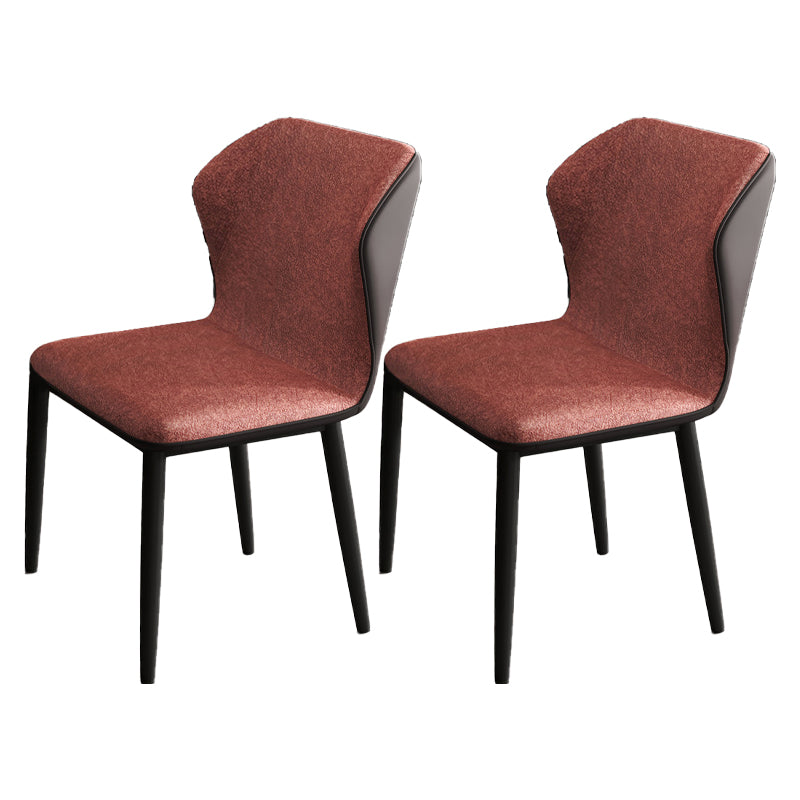 Contemporary Restaurant Wingback Side Chair Leather Dining Chairs with Black Legs Brick Red 2 Piece Set Clearhalo ' kitchen&dining_furn' 'Dining Chairs' 'Dining Tables & Seating' 'dining_chair' 'furn' 'furn_dining_chair' 'Furniture' 'furniture_dining_chair' 'Kitchen & Dining Furniture' 'kitchen' 4330976