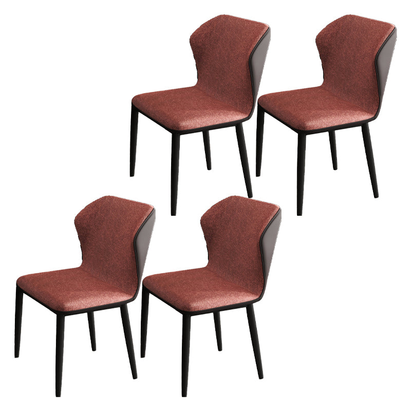 Contemporary Restaurant Wingback Side Chair Leather Dining Chairs with Black Legs Brick Red 4 Piece Set Clearhalo ' kitchen&dining_furn' 'Dining Chairs' 'Dining Tables & Seating' 'dining_chair' 'furn' 'furn_dining_chair' 'Furniture' 'furniture_dining_chair' 'Kitchen & Dining Furniture' 'kitchen' 4330977