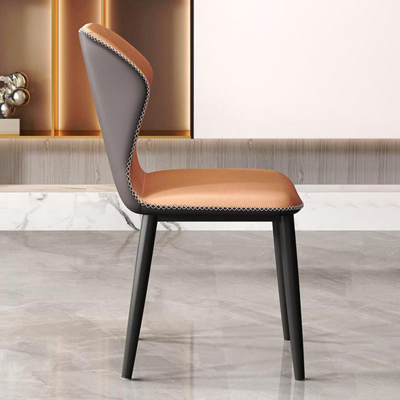 Contemporary Restaurant Wingback Side Chair Leather Dining Chairs with Black Legs Clearhalo ' kitchen&dining_furn' 'Dining Chairs' 'Dining Tables & Seating' 'dining_chair' 'furn' 'furn_dining_chair' 'Furniture' 'furniture_dining_chair' 'Kitchen & Dining Furniture' 'kitchen' 4330980