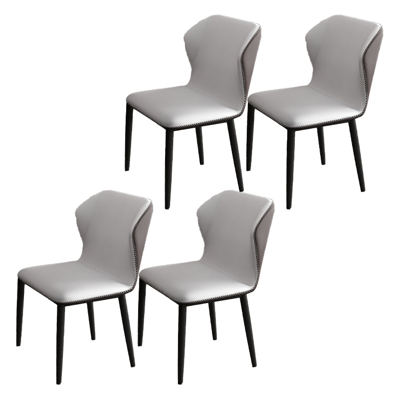 Contemporary Restaurant Wingback Side Chair Leather Dining Chairs with Black Legs Light Gray 4 Piece Set Clearhalo ' kitchen&dining_furn' 'Dining Chairs' 'Dining Tables & Seating' 'dining_chair' 'furn' 'furn_dining_chair' 'Furniture' 'furniture_dining_chair' 'Kitchen & Dining Furniture' 'kitchen' 4330981