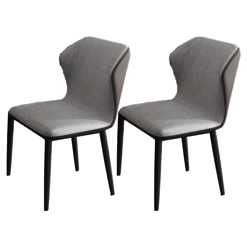 Contemporary Restaurant Wingback Side Chair Leather Dining Chairs with Black Legs Dark Gray 2 Piece Set Clearhalo ' kitchen&dining_furn' 'Dining Chairs' 'Dining Tables & Seating' 'dining_chair' 'furn' 'furn_dining_chair' 'Furniture' 'furniture_dining_chair' 'Kitchen & Dining Furniture' 'kitchen' 4330982