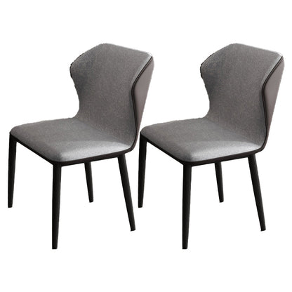 Contemporary Restaurant Wingback Side Chair Leather Dining Chairs with Black Legs Dark Gray 2 Piece Set Clearhalo ' kitchen&dining_furn' 'Dining Chairs' 'Dining Tables & Seating' 'dining_chair' 'furn' 'furn_dining_chair' 'Furniture' 'furniture_dining_chair' 'Kitchen & Dining Furniture' 'kitchen' 4330982