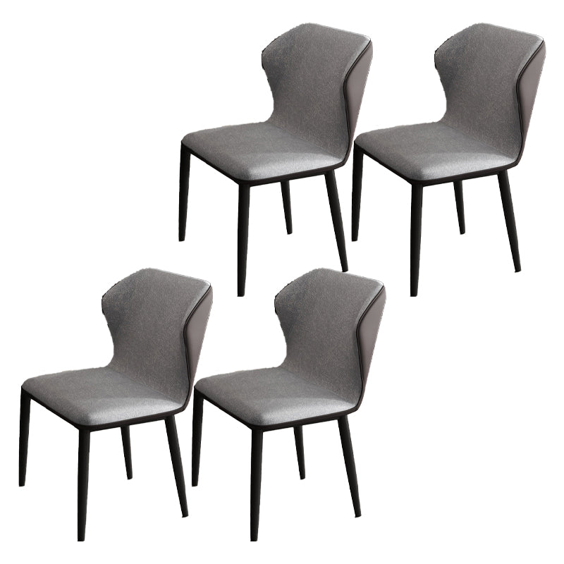 Contemporary Restaurant Wingback Side Chair Leather Dining Chairs with Black Legs Dark Gray 4 Piece Set Clearhalo ' kitchen&dining_furn' 'Dining Chairs' 'Dining Tables & Seating' 'dining_chair' 'furn' 'furn_dining_chair' 'Furniture' 'furniture_dining_chair' 'Kitchen & Dining Furniture' 'kitchen' 4330983