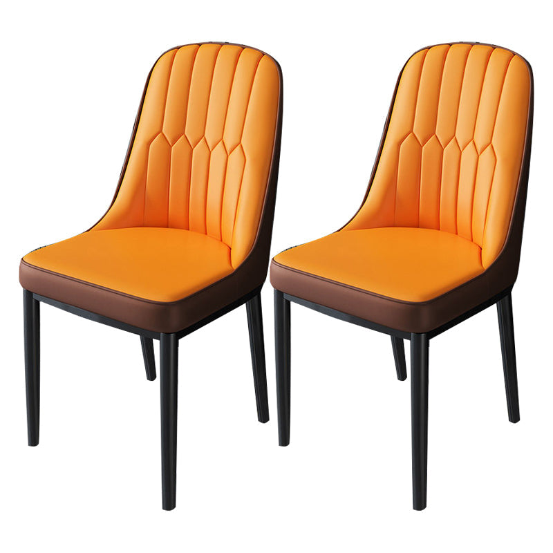 Nordic Style Kitchen Metal Dining Chair Dining Parsons Armless Side Chairs Coffee-Yellow 2 Piece Set Black Clearhalo ' kitchen&dining_furn' 'Dining Chairs' 'Dining Tables & Seating' 'dining_chair' 'furn' 'furn_dining_chair' 'Furniture' 'furniture_dining_chair' 'Kitchen & Dining Furniture' 'kitchen' 4330988