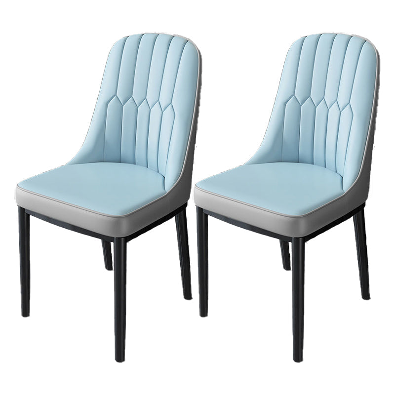 Nordic Style Kitchen Metal Dining Chair Dining Parsons Armless Side Chairs Gray-Blue 2 Piece Set Black Clearhalo ' kitchen&dining_furn' 'Dining Chairs' 'Dining Tables & Seating' 'dining_chair' 'furn' 'furn_dining_chair' 'Furniture' 'furniture_dining_chair' 'Kitchen & Dining Furniture' 'kitchen' 4330995