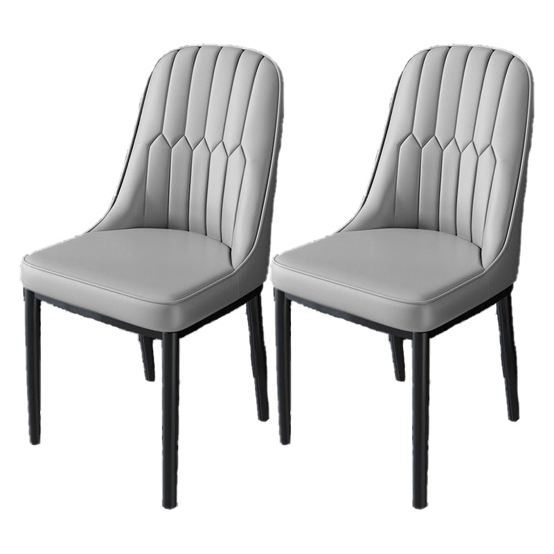 Nordic Style Kitchen Metal Dining Chair Dining Parsons Armless Side Chairs Grey 2 Piece Set Black Clearhalo ' kitchen&dining_furn' 'Dining Chairs' 'Dining Tables & Seating' 'dining_chair' 'furn' 'furn_dining_chair' 'Furniture' 'furniture_dining_chair' 'Kitchen & Dining Furniture' 'kitchen' 4331003