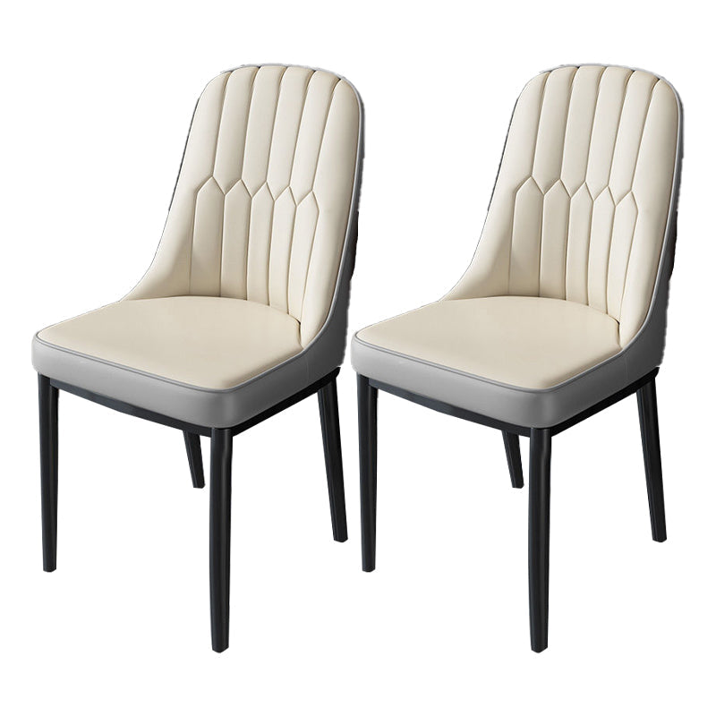 Nordic Style Kitchen Metal Dining Chair Dining Parsons Armless Side Chairs White-Gray 2 Piece Set Black Clearhalo ' kitchen&dining_furn' 'Dining Chairs' 'Dining Tables & Seating' 'dining_chair' 'furn' 'furn_dining_chair' 'Furniture' 'furniture_dining_chair' 'Kitchen & Dining Furniture' 'kitchen' 4331009