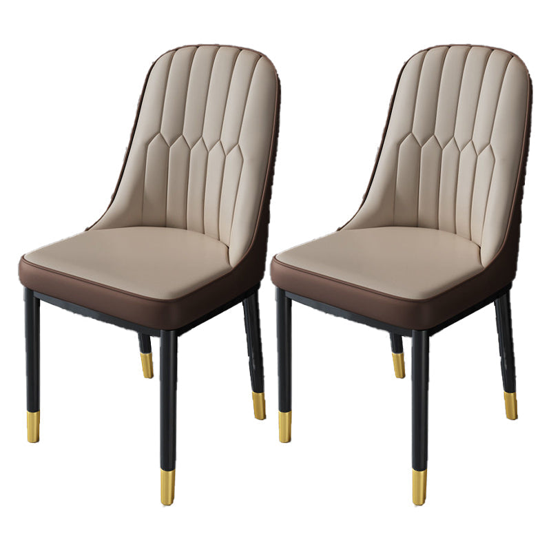 Nordic Style Kitchen Metal Dining Chair Dining Parsons Armless Side Chairs Beige-Coffee 2 Piece Set Black Gold Clearhalo ' kitchen&dining_furn' 'Dining Chairs' 'Dining Tables & Seating' 'dining_chair' 'furn' 'furn_dining_chair' 'Furniture' 'furniture_dining_chair' 'Kitchen & Dining Furniture' 'kitchen' 4331013