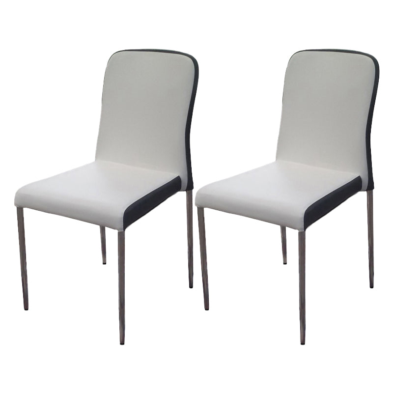 Modern Style Dining Chairs Armless Side Chair with Metal Legs for Kitchen White-Black 2 Piece Set Clearhalo ' kitchen&dining_furn' 'Dining Chairs' 'Dining Tables & Seating' 'dining_chair' 'furn' 'furn_dining_chair' 'Furniture' 'furniture_dining_chair' 'Kitchen & Dining Furniture' 'kitchen' 4331016