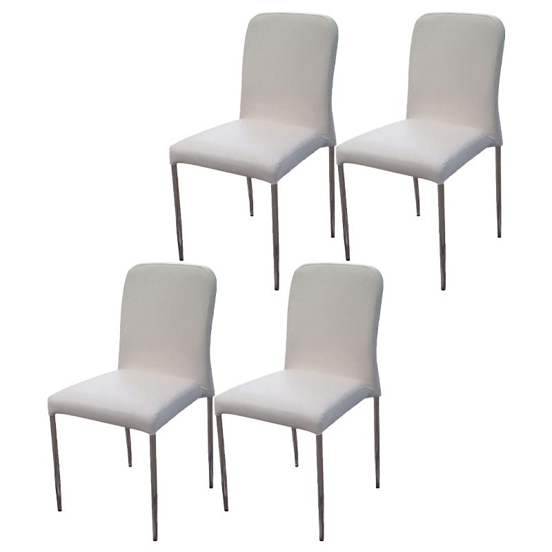 Modern Style Dining Chairs Armless Side Chair with Metal Legs for Kitchen White 4 Piece Set Clearhalo ' kitchen&dining_furn' 'Dining Chairs' 'Dining Tables & Seating' 'dining_chair' 'furn' 'furn_dining_chair' 'Furniture' 'furniture_dining_chair' 'Kitchen & Dining Furniture' 'kitchen' 4331029