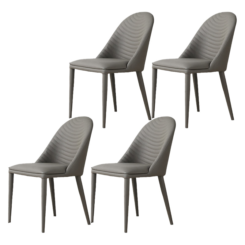Modern Style Dining Chairs Kitchen Armless Side Chairs with Metal Legs Grey 4 Piece Set Clearhalo ' kitchen&dining_furn' 'Dining Chairs' 'Dining Tables & Seating' 'dining_chair' 'furn' 'furn_dining_chair' 'Furniture' 'furniture_dining_chair' 'Kitchen & Dining Furniture' 'kitchen' 4331042