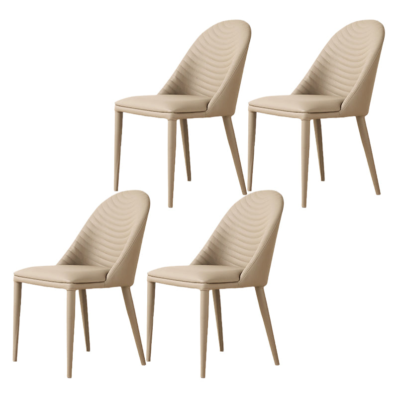 Modern Style Dining Chairs Kitchen Armless Side Chairs with Metal Legs Off-White 4 Piece Set Clearhalo ' kitchen&dining_furn' 'Dining Chairs' 'Dining Tables & Seating' 'dining_chair' 'furn' 'furn_dining_chair' 'Furniture' 'furniture_dining_chair' 'Kitchen & Dining Furniture' 'kitchen' 4331047