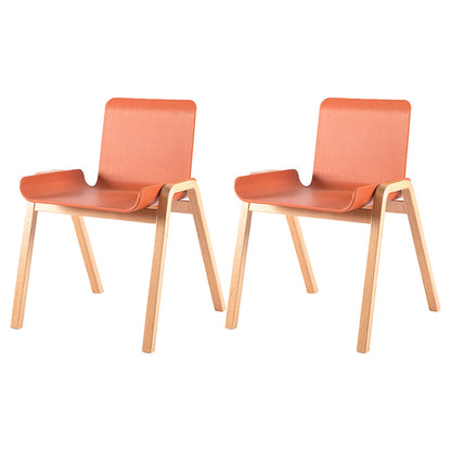 Contemporary Style Dining Chair Kitchen Armless Side Chair with Wooden Legs Orange 2 Piece Set Clearhalo ' kitchen&dining_furn' 'Dining Chairs' 'Dining Tables & Seating' 'dining_chair' 'furn' 'furn_dining_chair' 'Furniture' 'furniture_dining_chair' 'Kitchen & Dining Furniture' 'kitchen' 4331067