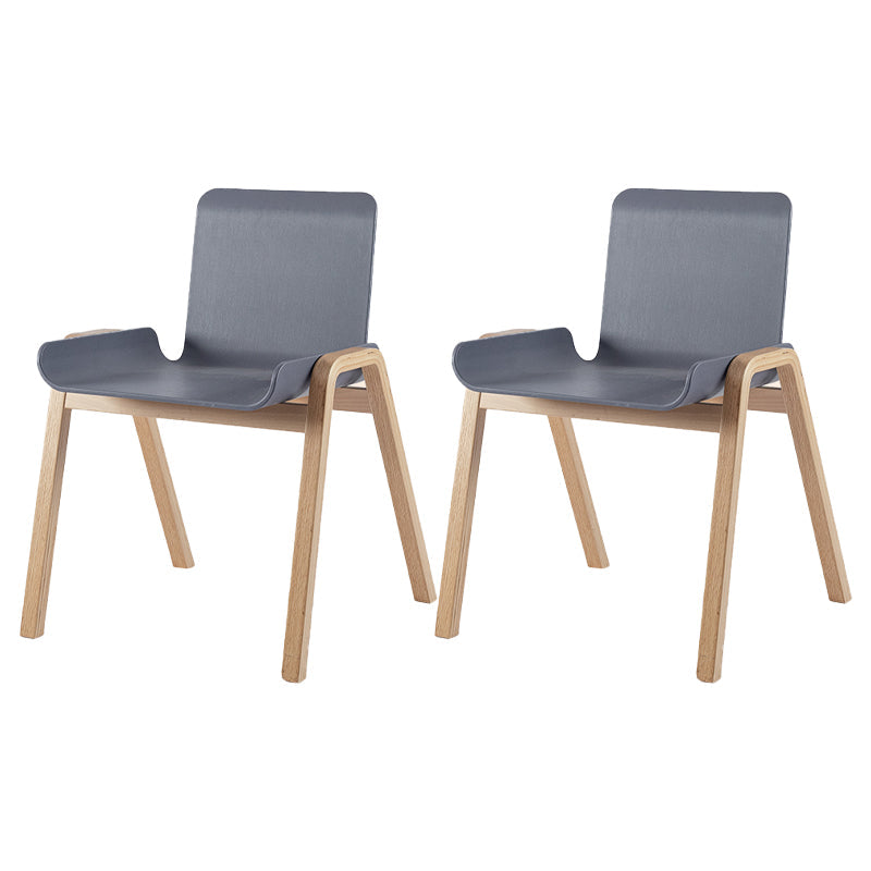 Contemporary Style Dining Chair Kitchen Armless Side Chair with Wooden Legs Grey 2 Piece Set Clearhalo ' kitchen&dining_furn' 'Dining Chairs' 'Dining Tables & Seating' 'dining_chair' 'furn' 'furn_dining_chair' 'Furniture' 'furniture_dining_chair' 'Kitchen & Dining Furniture' 'kitchen' 4331075