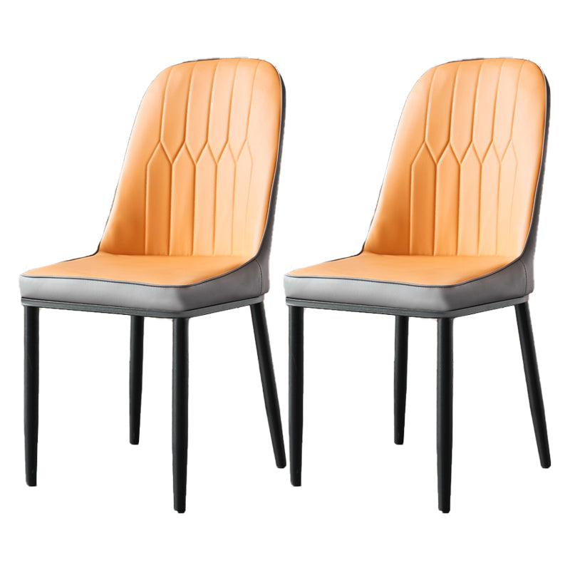 Contemporary Style Dining Chairs Metal Armless Side Parsons Chair for Kitchen Orange-Gray 2 Piece Set Clearhalo ' kitchen&dining_furn' 'Dining Chairs' 'Dining Tables & Seating' 'dining_chair' 'furn' 'furn_dining_chair' 'Furniture' 'furniture_dining_chair' 'Kitchen & Dining Furniture' 'kitchen' 4331099