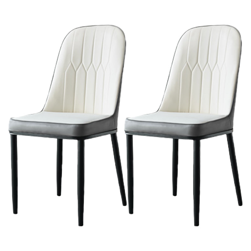 Contemporary Style Dining Chairs Metal Armless Side Parsons Chair for Kitchen Off-White 2 Piece Set Clearhalo ' kitchen&dining_furn' 'Dining Chairs' 'Dining Tables & Seating' 'dining_chair' 'furn' 'furn_dining_chair' 'Furniture' 'furniture_dining_chair' 'Kitchen & Dining Furniture' 'kitchen' 4331105