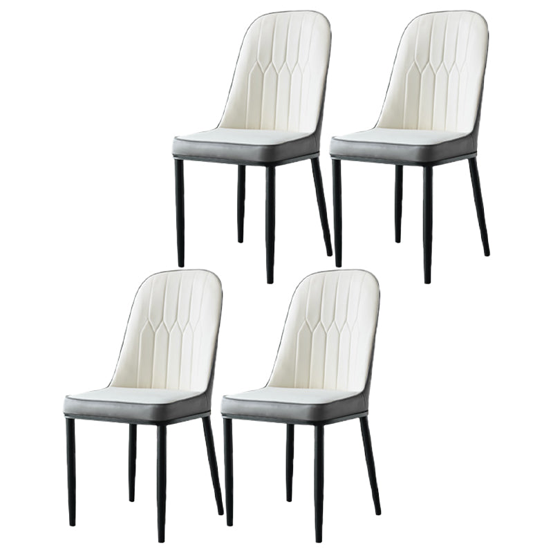 Contemporary Style Dining Chairs Metal Armless Side Parsons Chair for Kitchen Off-White 4 Piece Set Clearhalo ' kitchen&dining_furn' 'Dining Chairs' 'Dining Tables & Seating' 'dining_chair' 'furn' 'furn_dining_chair' 'Furniture' 'furniture_dining_chair' 'Kitchen & Dining Furniture' 'kitchen' 4331107