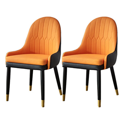 Contemporary Style Dining Chairs Metal Arm Side Parsons Chair for Kitchen Orange 2 Piece Set Clearhalo ' kitchen&dining_furn' 'Dining Chairs' 'Dining Tables & Seating' 'dining_chair' 'furn' 'furn_dining_chair' 'Furniture' 'furniture_dining_chair' 'Kitchen & Dining Furniture' 'kitchen' 4331114