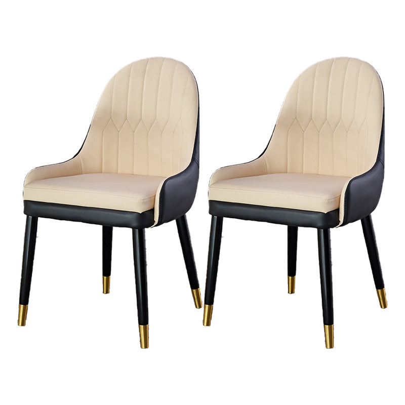 Contemporary Style Dining Chairs Metal Arm Side Parsons Chair for Kitchen Off-White 2 Piece Set Clearhalo ' kitchen&dining_furn' 'Dining Chairs' 'Dining Tables & Seating' 'dining_chair' 'furn' 'furn_dining_chair' 'Furniture' 'furniture_dining_chair' 'Kitchen & Dining Furniture' 'kitchen' 4331115