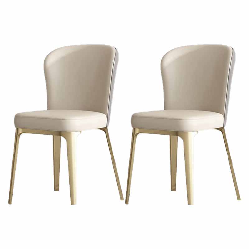 Contemporary Style Dining Chairs Metal Armless Side Parsons Chairs for Kitchen Light Gold 2 Piece Set Clearhalo ' kitchen&dining_furn' 'Dining Chairs' 'Dining Tables & Seating' 'dining_chair' 'furn' 'furn_dining_chair' 'Furniture' 'furniture_dining_chair' 'Kitchen & Dining Furniture' 'kitchen' 4331127