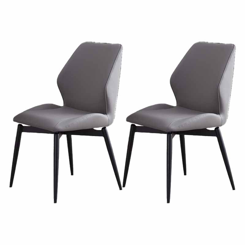 Contemporary Style Dining Chairs Armless Metal Side Wingback Chairs for Kitchen Grey 2 Piece Set Clearhalo ' kitchen&dining_furn' 'Dining Chairs' 'Dining Tables & Seating' 'dining_chair' 'furn' 'furn_dining_chair' 'Furniture' 'furniture_dining_chair' 'Kitchen & Dining Furniture' 'kitchen' 4331143