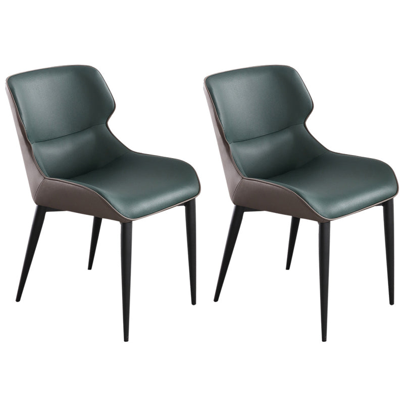 Indoor Industrial Arm Chair Metal Wingback Upholstered Dining Room Chair Blackish Green 2 Piece Set Clearhalo ' kitchen&dining_furn' 'Dining Chairs' 'Dining Tables & Seating' 'dining_chair' 'furn' 'furn_dining_chair' 'Furniture' 'furniture_dining_chair' 'Kitchen & Dining Furniture' 'kitchen' 4331155