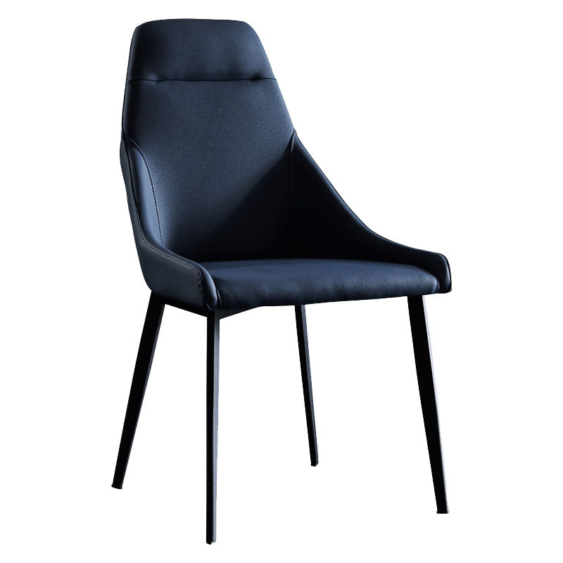 Modern Metal Dining Arm Chair Faux Leather Dining Side Chair for Restaurant Use Navy Blue 1 Piece Clearhalo ' kitchen&dining_furn' 'Dining Chairs' 'Dining Tables & Seating' 'dining_chair' 'furn' 'furn_dining_chair' 'Furniture' 'furniture_dining_chair' 'Kitchen & Dining Furniture' 'kitchen' 4331170