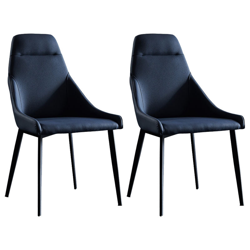 Modern Metal Dining Arm Chair Faux Leather Dining Side Chair for Restaurant Use Navy Blue 2 Piece Set Clearhalo ' kitchen&dining_furn' 'Dining Chairs' 'Dining Tables & Seating' 'dining_chair' 'furn' 'furn_dining_chair' 'Furniture' 'furniture_dining_chair' 'Kitchen & Dining Furniture' 'kitchen' 4331171