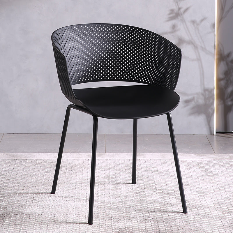 Contemporary Dining Arm Chair Open Back Side Chair with Metal Legs for Kitchen Black 1 Piece Clearhalo ' kitchen&dining_furn' 'Dining Chairs' 'Dining Tables & Seating' 'dining_chair' 'furn' 'furn_dining_chair' 'Furniture' 'furniture_dining_chair' 'Kitchen & Dining Furniture' 'kitchen' 4331183