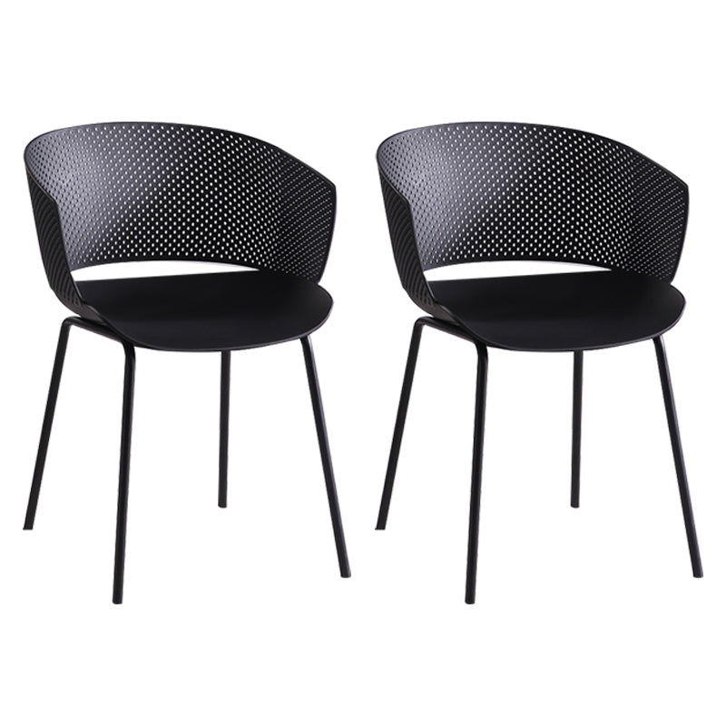 Contemporary Dining Arm Chair Open Back Side Chair with Metal Legs for Kitchen Black 2 Piece Set Clearhalo ' kitchen&dining_furn' 'Dining Chairs' 'Dining Tables & Seating' 'dining_chair' 'furn' 'furn_dining_chair' 'Furniture' 'furniture_dining_chair' 'Kitchen & Dining Furniture' 'kitchen' 4331184