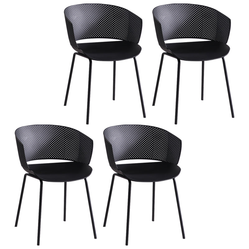 Contemporary Dining Arm Chair Open Back Side Chair with Metal Legs for Kitchen Black 4 Piece Set Clearhalo ' kitchen&dining_furn' 'Dining Chairs' 'Dining Tables & Seating' 'dining_chair' 'furn' 'furn_dining_chair' 'Furniture' 'furniture_dining_chair' 'Kitchen & Dining Furniture' 'kitchen' 4331187