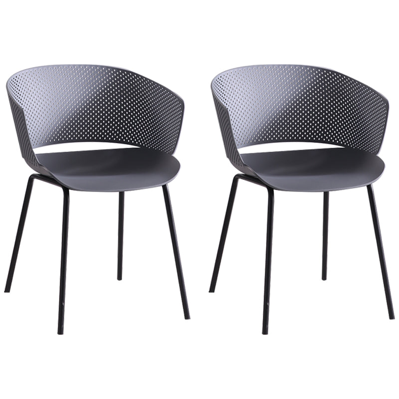 Contemporary Dining Arm Chair Open Back Side Chair with Metal Legs for Kitchen Grey 2 Piece Set Clearhalo ' kitchen&dining_furn' 'Dining Chairs' 'Dining Tables & Seating' 'dining_chair' 'furn' 'furn_dining_chair' 'Furniture' 'furniture_dining_chair' 'Kitchen & Dining Furniture' 'kitchen' 4331190