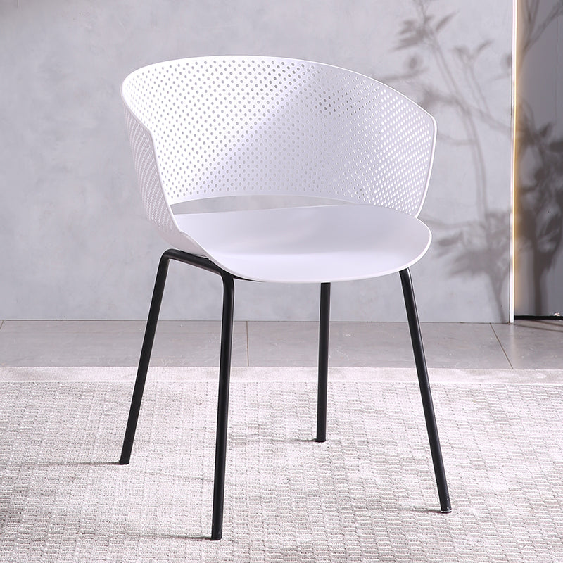 Contemporary Dining Arm Chair Open Back Side Chair with Metal Legs for Kitchen White 1 Piece Clearhalo ' kitchen&dining_furn' 'Dining Chairs' 'Dining Tables & Seating' 'dining_chair' 'furn' 'furn_dining_chair' 'Furniture' 'furniture_dining_chair' 'Kitchen & Dining Furniture' 'kitchen' 4331195