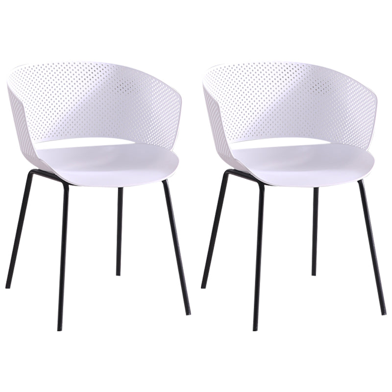 Contemporary Dining Arm Chair Open Back Side Chair with Metal Legs for Kitchen White 2 Piece Set Clearhalo ' kitchen&dining_furn' 'Dining Chairs' 'Dining Tables & Seating' 'dining_chair' 'furn' 'furn_dining_chair' 'Furniture' 'furniture_dining_chair' 'Kitchen & Dining Furniture' 'kitchen' 4331196