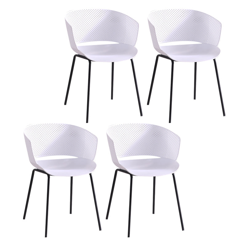 Contemporary Dining Arm Chair Open Back Side Chair with Metal Legs for Kitchen White 4 Piece Set Clearhalo ' kitchen&dining_furn' 'Dining Chairs' 'Dining Tables & Seating' 'dining_chair' 'furn' 'furn_dining_chair' 'Furniture' 'furniture_dining_chair' 'Kitchen & Dining Furniture' 'kitchen' 4331199