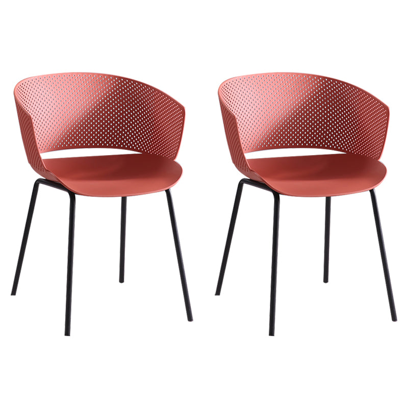 Contemporary Dining Arm Chair Open Back Side Chair with Metal Legs for Kitchen Red 2 Piece Set Clearhalo ' kitchen&dining_furn' 'Dining Chairs' 'Dining Tables & Seating' 'dining_chair' 'furn' 'furn_dining_chair' 'Furniture' 'furniture_dining_chair' 'Kitchen & Dining Furniture' 'kitchen' 4331202