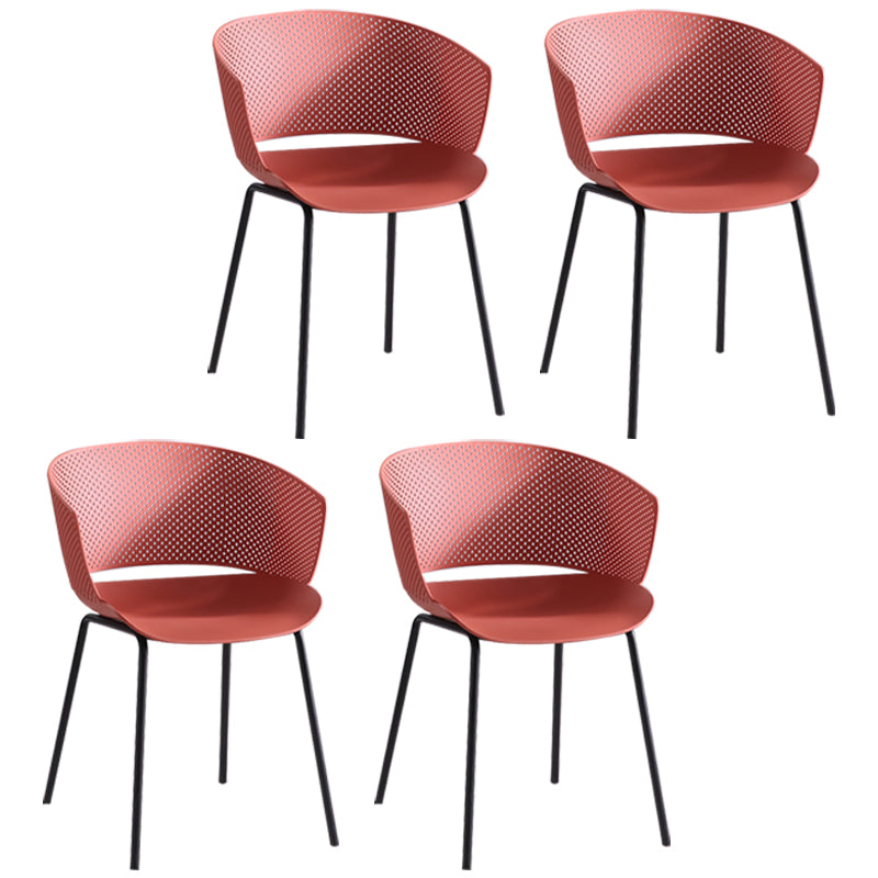 Contemporary Dining Arm Chair Open Back Side Chair with Metal Legs for Kitchen Red 4 Piece Set Clearhalo ' kitchen&dining_furn' 'Dining Chairs' 'Dining Tables & Seating' 'dining_chair' 'furn' 'furn_dining_chair' 'Furniture' 'furniture_dining_chair' 'Kitchen & Dining Furniture' 'kitchen' 4331203