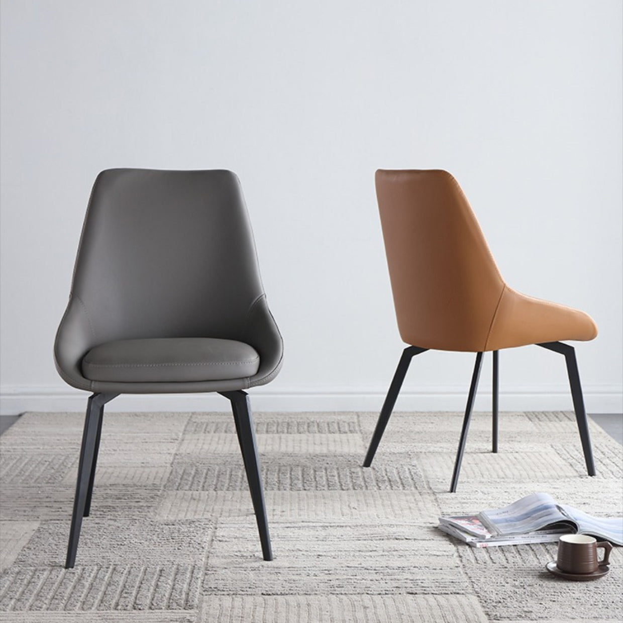 Scandinavian Solid Back Dining Chairs Leather Dining Arm Chairs Clearhalo ' kitchen&dining_furn' 'Dining Chairs' 'Dining Tables & Seating' 'dining_chair' 'furn' 'furn_dining_chair' 'Furniture' 'furniture_dining_chair' 'Kitchen & Dining Furniture' 'kitchen' 4331208