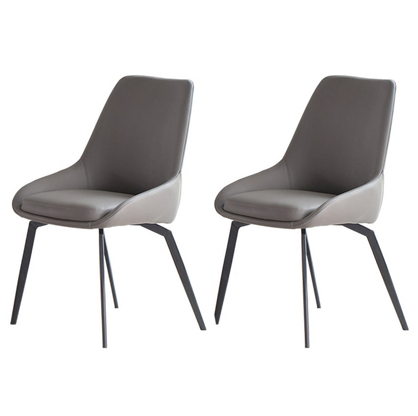 Scandinavian Solid Back Dining Chairs Leather Dining Arm Chairs Grey 2 Piece Set Clearhalo ' kitchen&dining_furn' 'Dining Chairs' 'Dining Tables & Seating' 'dining_chair' 'furn' 'furn_dining_chair' 'Furniture' 'furniture_dining_chair' 'Kitchen & Dining Furniture' 'kitchen' 4331209
