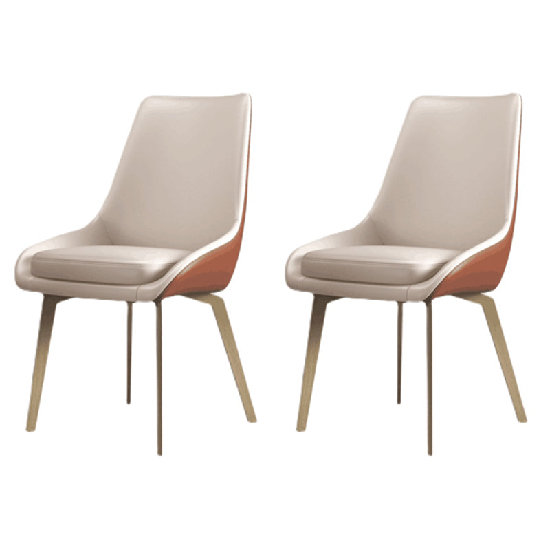 Scandinavian Solid Back Dining Chairs Leather Dining Arm Chairs White 2 Piece Set Clearhalo ' kitchen&dining_furn' 'Dining Chairs' 'Dining Tables & Seating' 'dining_chair' 'furn' 'furn_dining_chair' 'Furniture' 'furniture_dining_chair' 'Kitchen & Dining Furniture' 'kitchen' 4331210