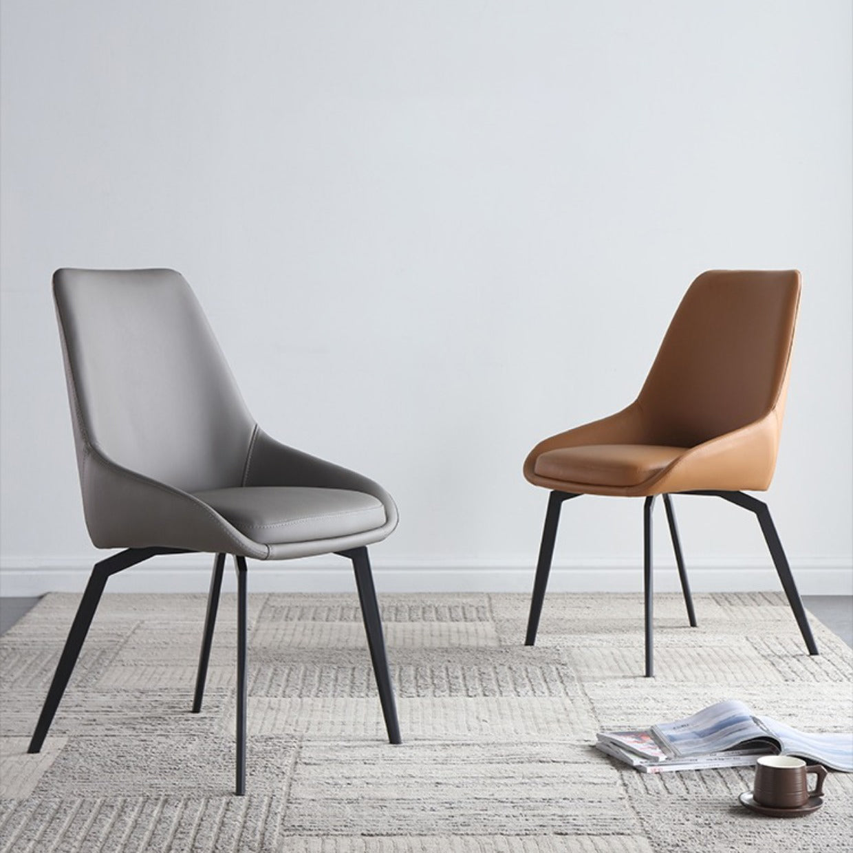 Scandinavian Solid Back Dining Chairs Leather Dining Arm Chairs Clearhalo ' kitchen&dining_furn' 'Dining Chairs' 'Dining Tables & Seating' 'dining_chair' 'furn' 'furn_dining_chair' 'Furniture' 'furniture_dining_chair' 'Kitchen & Dining Furniture' 'kitchen' 4331219