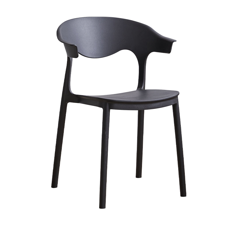 Contemporary Plastic Dining Armless Chairs Stackable Open Back Dining Side Chair Black 1 Piece Clearhalo ' kitchen&dining_furn' 'Dining Chairs' 'Dining Tables & Seating' 'dining_chair' 'furn' 'furn_dining_chair' 'Furniture' 'furniture_dining_chair' 'Kitchen & Dining Furniture' 'kitchen' 4331223