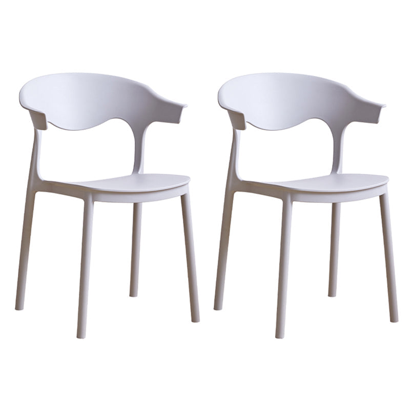 Contemporary Plastic Dining Armless Chairs Stackable Open Back Dining Side Chair Light Gray 2 Piece Set Clearhalo ' kitchen&dining_furn' 'Dining Chairs' 'Dining Tables & Seating' 'dining_chair' 'furn' 'furn_dining_chair' 'Furniture' 'furniture_dining_chair' 'Kitchen & Dining Furniture' 'kitchen' 4331230