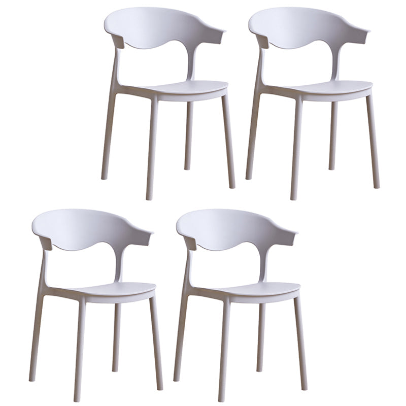 Contemporary Plastic Dining Armless Chairs Stackable Open Back Dining Side Chair Light Gray 4 Piece Set Clearhalo ' kitchen&dining_furn' 'Dining Chairs' 'Dining Tables & Seating' 'dining_chair' 'furn' 'furn_dining_chair' 'Furniture' 'furniture_dining_chair' 'Kitchen & Dining Furniture' 'kitchen' 4331232